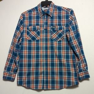 Wrangler Outdoor long sleeve snap up blue and orange shirt size medium‎